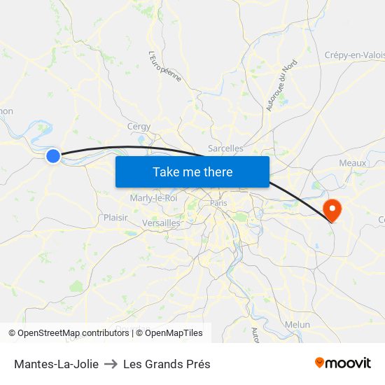 Mantes-La-Jolie to Les Grands Prés map