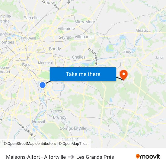 Maisons-Alfort - Alfortville to Les Grands Prés map