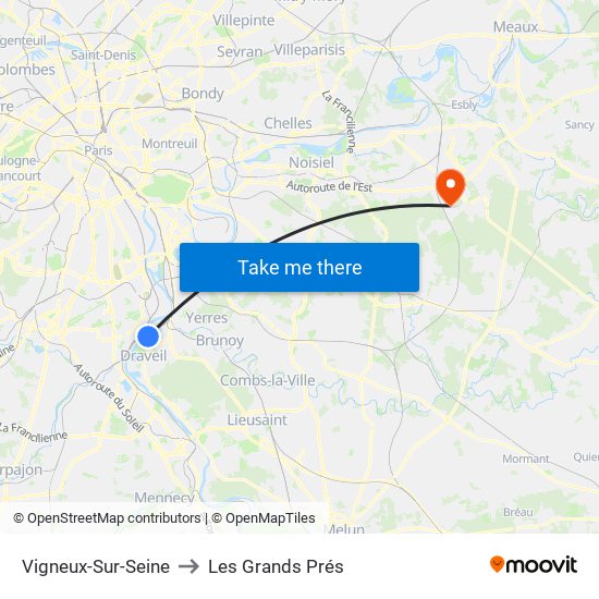 Vigneux-Sur-Seine to Les Grands Prés map