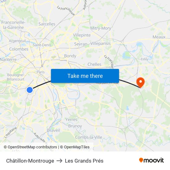 Châtillon-Montrouge to Les Grands Prés map
