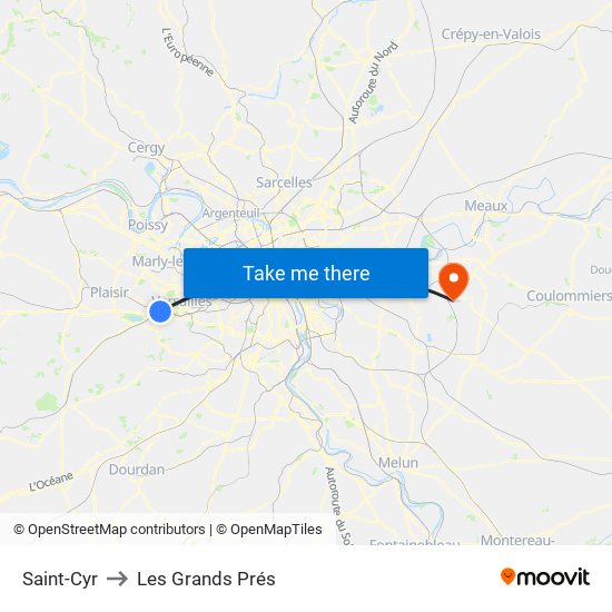 Saint-Cyr to Les Grands Prés map