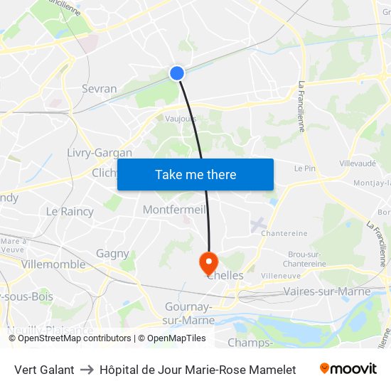 Vert Galant to Hôpital de Jour Marie-Rose Mamelet map
