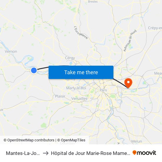 Mantes-La-Jolie to Hôpital de Jour Marie-Rose Mamelet map