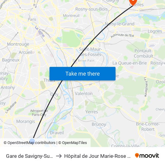 Gare de Savigny-Sur-Orge to Hôpital de Jour Marie-Rose Mamelet map
