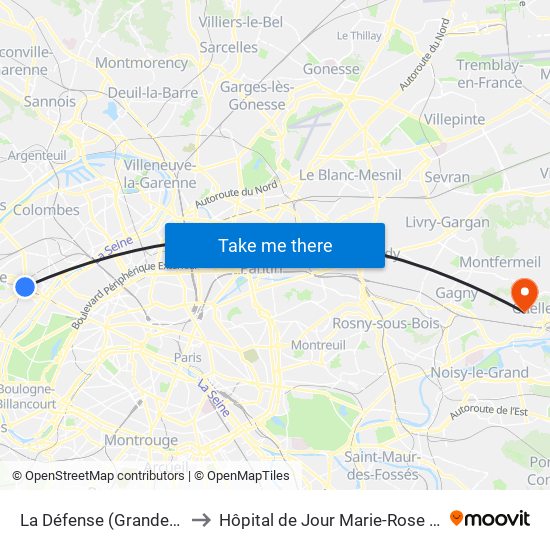 La Défense (Grande Arche) to Hôpital de Jour Marie-Rose Mamelet map