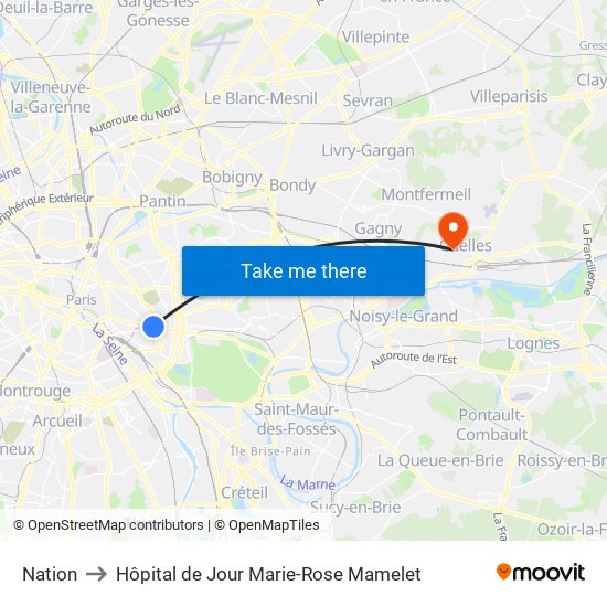 Nation to Hôpital de Jour Marie-Rose Mamelet map