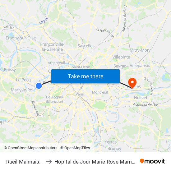 Rueil-Malmaison to Hôpital de Jour Marie-Rose Mamelet map