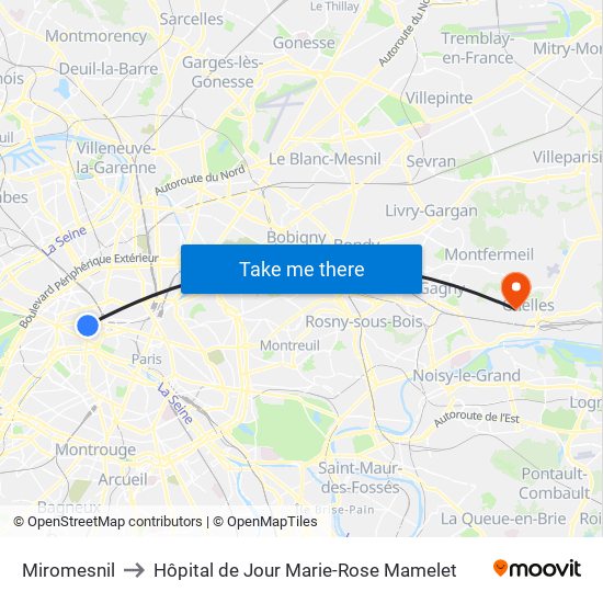 Miromesnil to Hôpital de Jour Marie-Rose Mamelet map