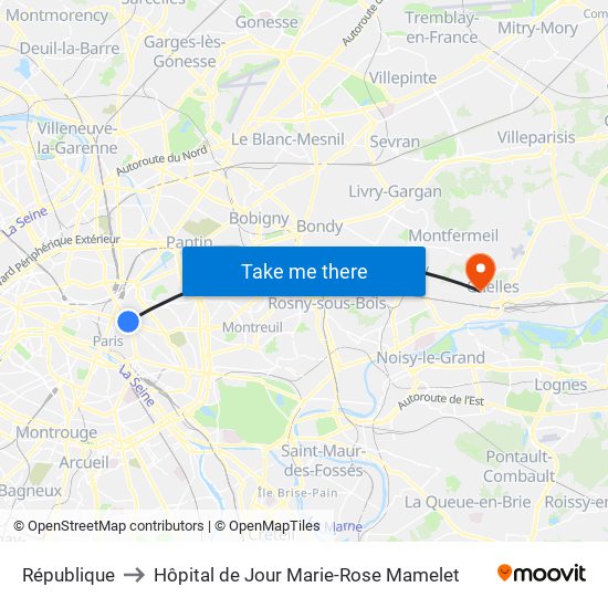 République to Hôpital de Jour Marie-Rose Mamelet map