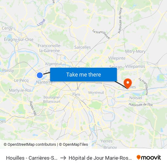 Houilles - Carrières-Sur-Seine to Hôpital de Jour Marie-Rose Mamelet map