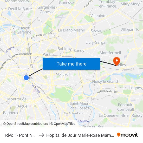 Rivoli - Pont Neuf to Hôpital de Jour Marie-Rose Mamelet map