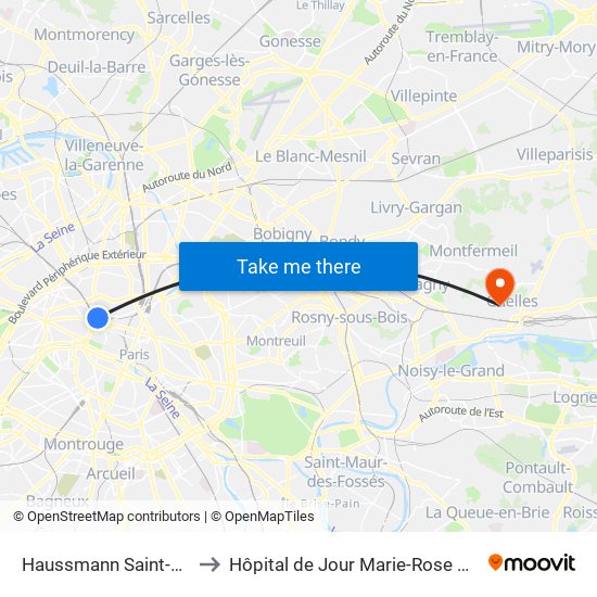 Haussmann Saint-Lazare to Hôpital de Jour Marie-Rose Mamelet map