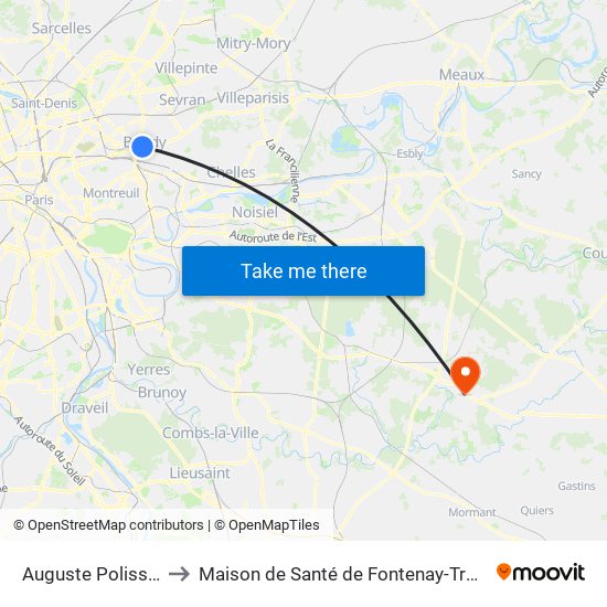 Auguste Polissard to Maison de Santé de Fontenay-Trésigny map