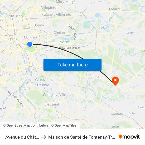 Avenue du Château to Maison de Santé de Fontenay-Trésigny map