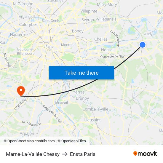 Marne-La-Vallée Chessy to Ensta Paris map