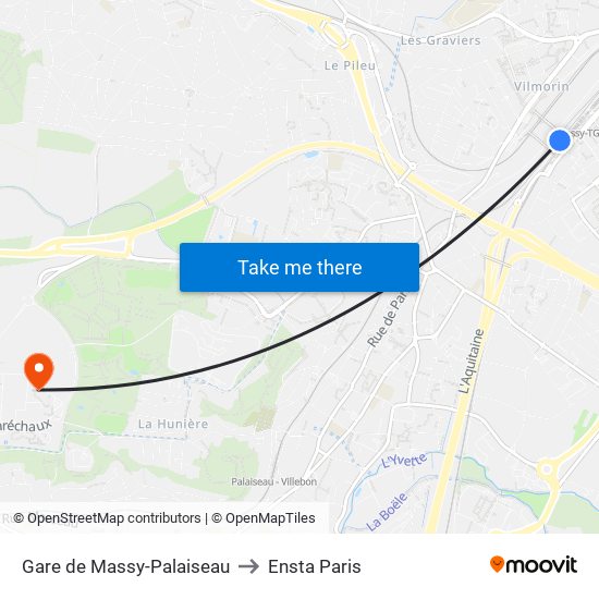Gare de Massy-Palaiseau to Ensta Paris map