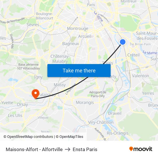 Maisons-Alfort - Alfortville to Ensta Paris map