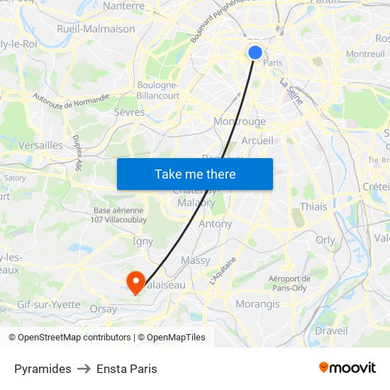 Pyramides to Ensta Paris map