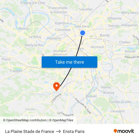 La Plaine Stade de France to Ensta Paris map