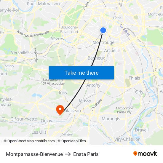 Montparnasse-Bienvenue to Ensta Paris map
