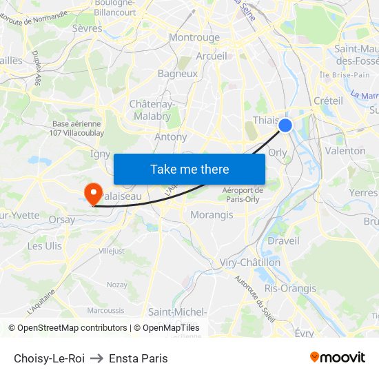 Choisy-Le-Roi to Ensta Paris map