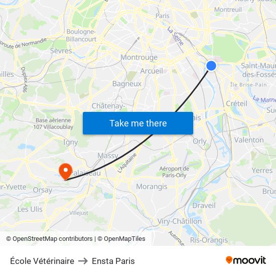 École Vétérinaire to Ensta Paris map