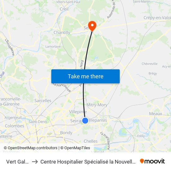 Vert Galant to Centre Hospitalier Spécialisé la Nouvelle Forge map