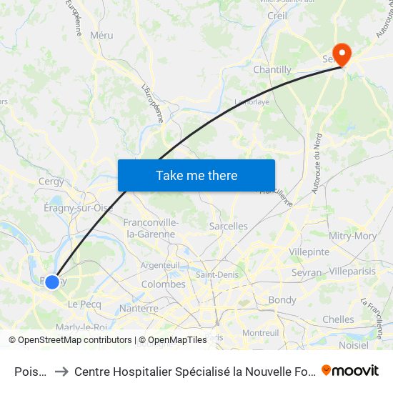 Poissy to Centre Hospitalier Spécialisé la Nouvelle Forge map