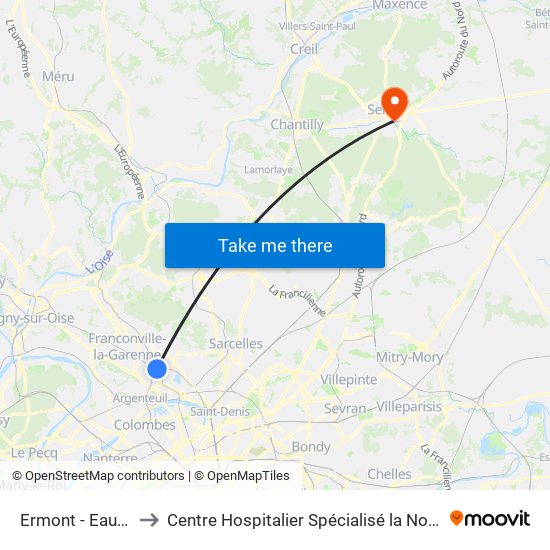 Ermont - Eaubonne to Centre Hospitalier Spécialisé la Nouvelle Forge map