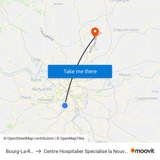 Bourg-La-Reine to Centre Hospitalier Spécialisé la Nouvelle Forge map