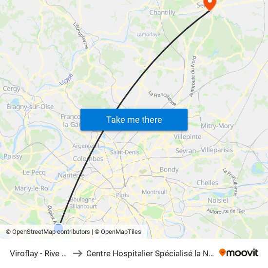 Viroflay - Rive Gauche to Centre Hospitalier Spécialisé la Nouvelle Forge map