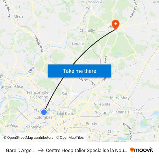 Gare D'Argenteuil to Centre Hospitalier Spécialisé la Nouvelle Forge map