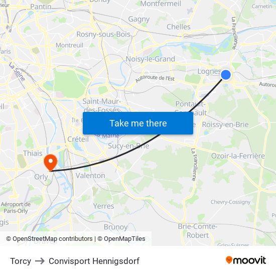 Torcy to Convisport Hennigsdorf map