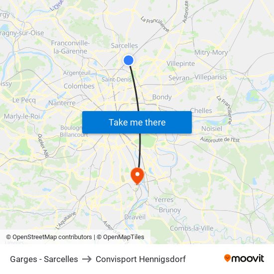Garges - Sarcelles to Convisport Hennigsdorf map