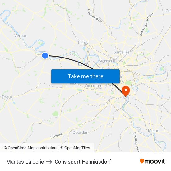 Mantes-La-Jolie to Convisport Hennigsdorf map