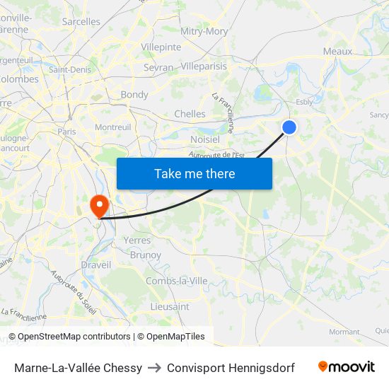 Marne-La-Vallée Chessy to Convisport Hennigsdorf map