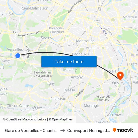 Gare de Versailles - Chantiers to Convisport Hennigsdorf map