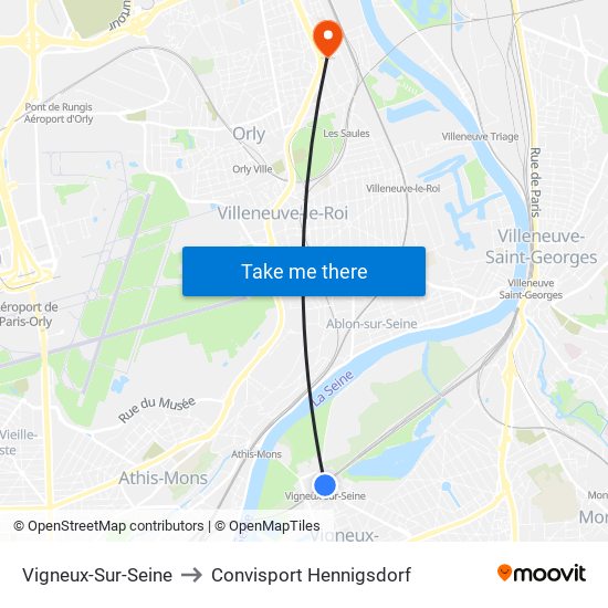 Vigneux-Sur-Seine to Convisport Hennigsdorf map