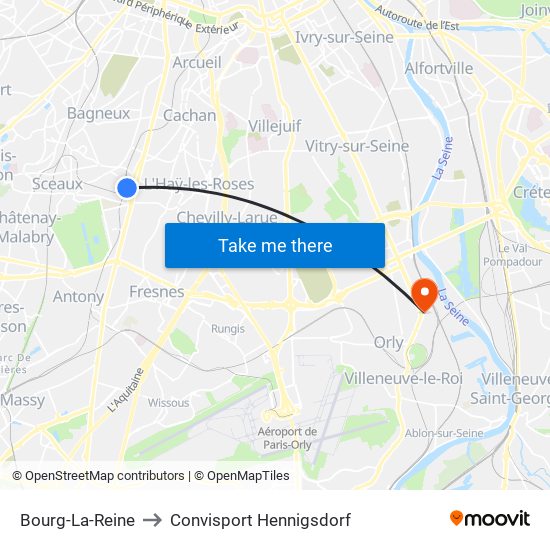 Bourg-La-Reine to Convisport Hennigsdorf map