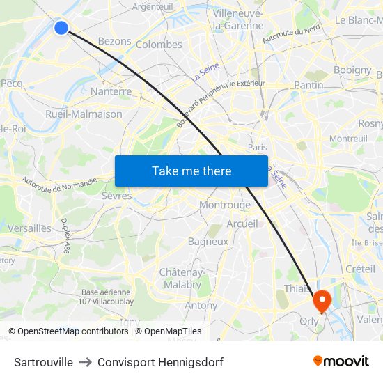 Sartrouville to Convisport Hennigsdorf map