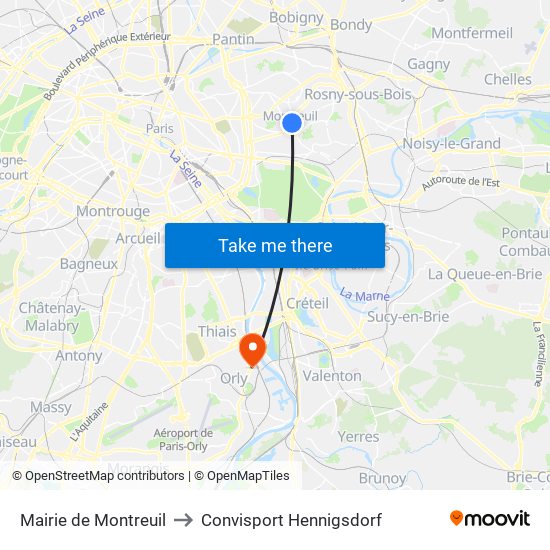 Mairie de Montreuil to Convisport Hennigsdorf map