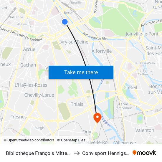Bibliothèque François Mitterrand to Convisport Hennigsdorf map