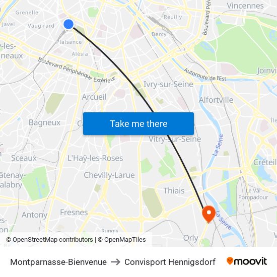 Montparnasse-Bienvenue to Convisport Hennigsdorf map