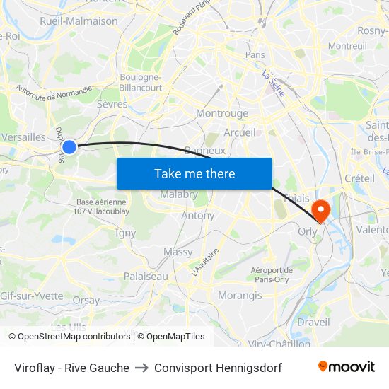 Viroflay - Rive Gauche to Convisport Hennigsdorf map
