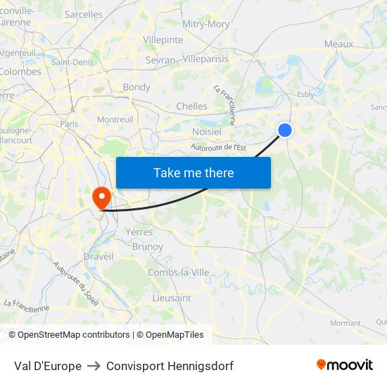 Val D'Europe to Convisport Hennigsdorf map