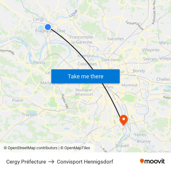 Cergy Préfecture to Convisport Hennigsdorf map