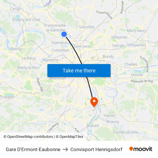 Gare D'Ermont-Eaubonne to Convisport Hennigsdorf map