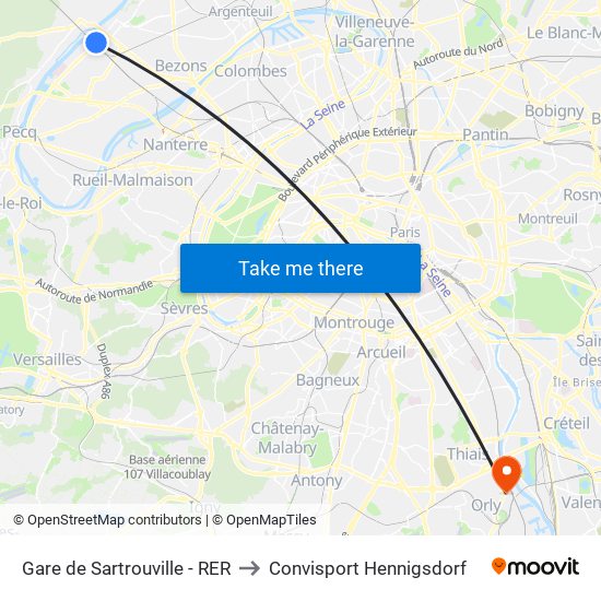Gare de Sartrouville - RER to Convisport Hennigsdorf map