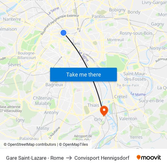 Gare Saint-Lazare - Rome to Convisport Hennigsdorf map