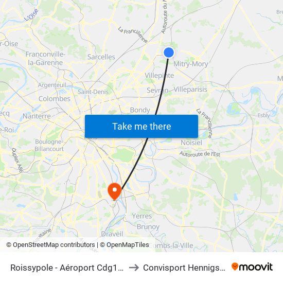 Roissypole - Aéroport Cdg1 (G1) to Convisport Hennigsdorf map